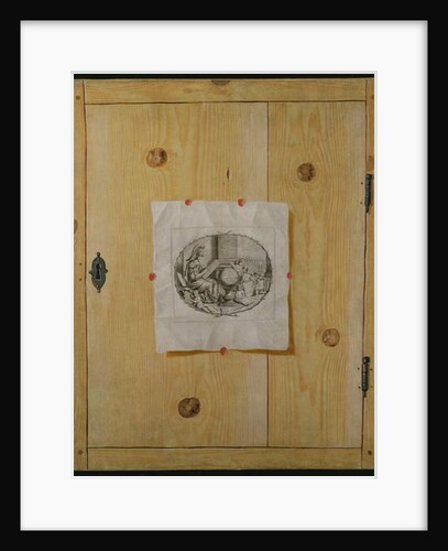 A Trompe l'Oeil of a Cabinet Door with an Engraving by German School