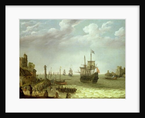 Settlement on a rocky shore with the Dutch fleet approaching, 1640 by Abraham Willaerts