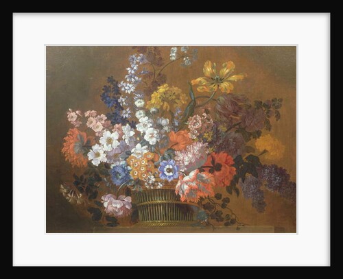 A Still Life of Flowers in a Basket on a Ledge by Pieter Casteels
