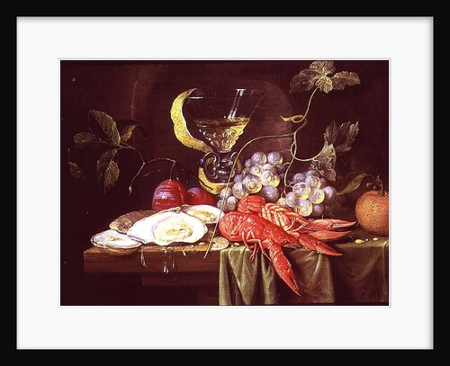 Still life with lobster, oysters and fruit by Alexander Coosemans
