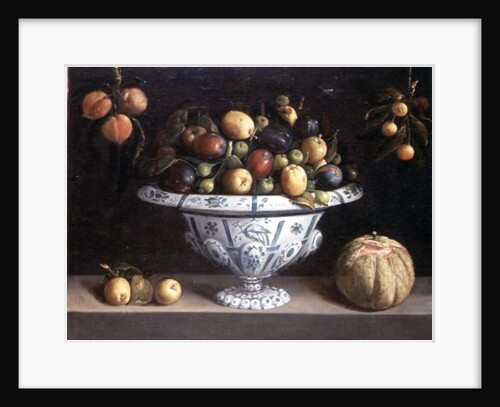 Still life of fruit in a blue and white bowl, c.1630 by Spanish School