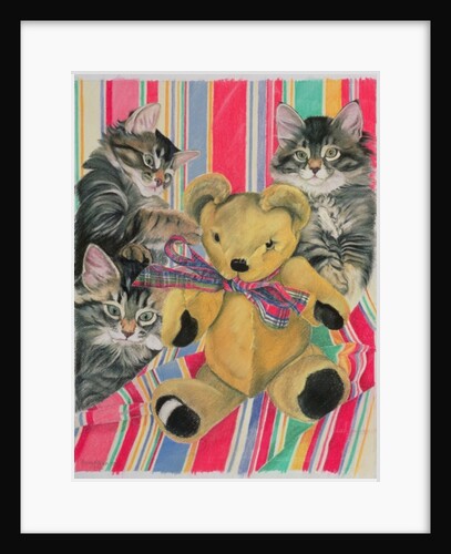 Kittens and teddy by Anne Robinson