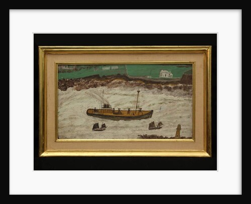 Three Boats between Lighthouse and Shore, c.1930 by Alfred Wallis
