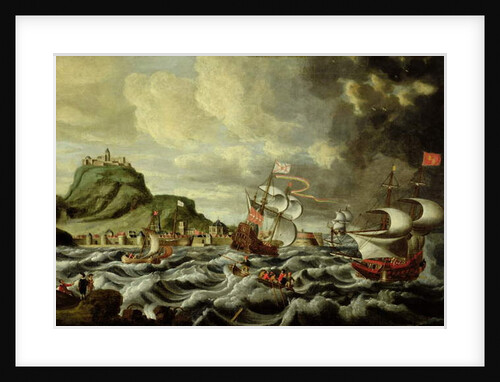 A Harbour Scene, possibly Genoa by Andries van Eertvelt