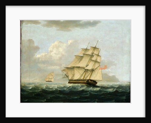 A British Frigate in Pursuit of a French Frigate by Thomas Buttersworth