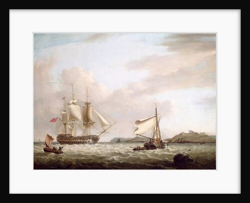 An English Man-of-War off Pendennnis Castle, Falmouth 1801 by George Webster