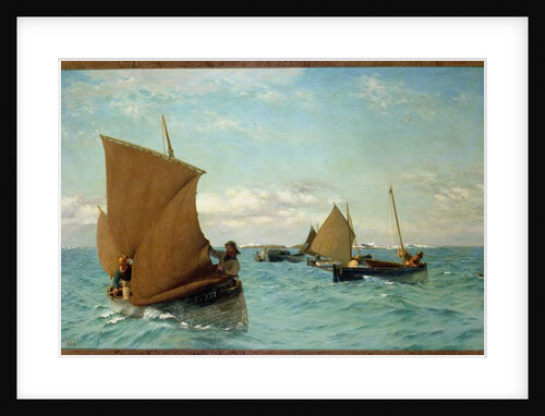 Luggers Picking up Moorings, 1886 by Allan J. Hook