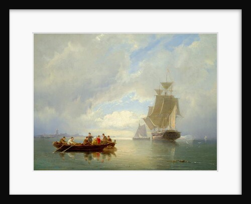 A Ship Becalmed and a Rowing Boat by Pieter Christiaan Cornelis Dommelshuizen