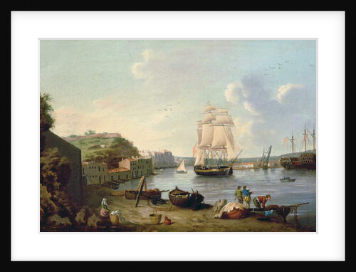 Ship under Sail in the Harbour at Port Mahon, Minorca by Anton Schantz