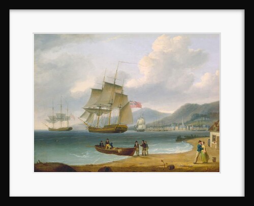 Merchant Ships Under Sail and at Anchor off a Town by William Anderson