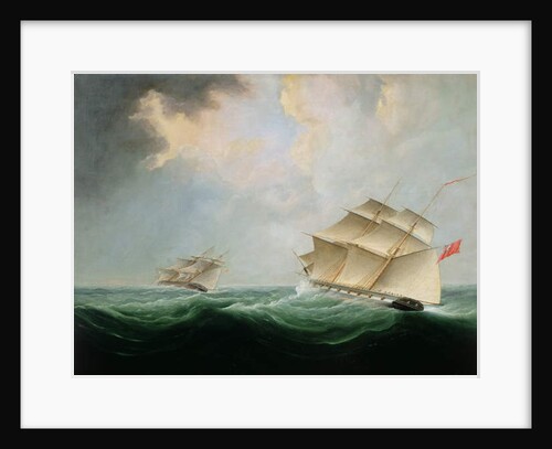 A Naval Brig Pursuing another Brig by Thomas Buttersworth