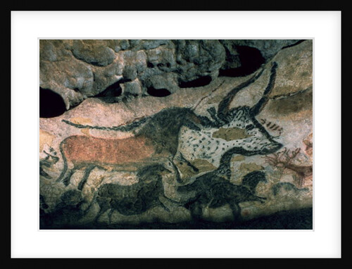 Rock painting of a bull and horses, c.17000 BC by Prehistoric Prehistoric