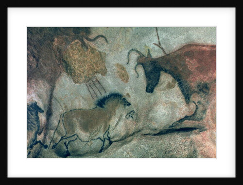 Rock painting showing a horse and a cow, c.17000 BC by Prehistoric Prehistoric