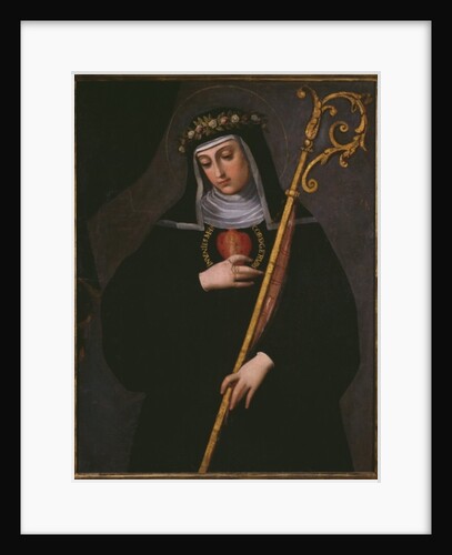 St. Gertrude the Great carrying the sacred heart of Jesus by Spanish School