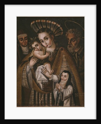 Ex voto, Holy Family with St. Anne and the nun of the Abbey, Ana de Ibaizabal by Spanish School