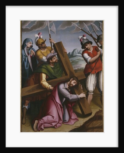 The Bearing of the Cross, Simon of Cyrene helps Jesus by Spanish School