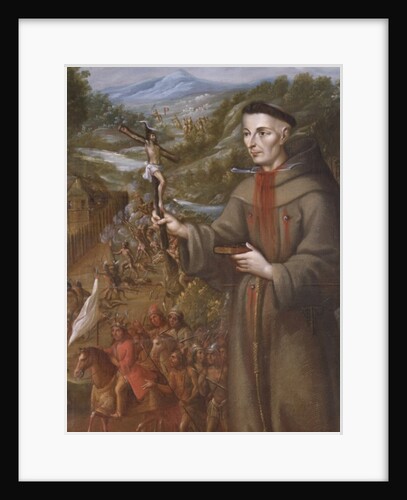 Destruction by the Indians of the mission of St. Saba in Texas and martyrdom of the Franciscan friar Jose de Sanriesban by Jose de or Joseph Paez