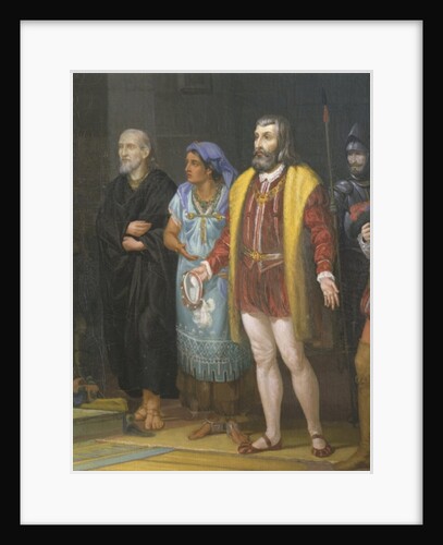 Hernan Cortez meeting with Montezuma, Mexico in 16th century, 1885 by Juan Ortega