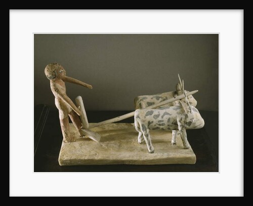 Funerary model of a ploughman leading his plough drawn by two oxen by Middle Kingdom Egyptian