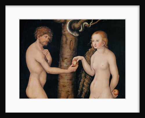 Eve offering the apple to Adam in the Garden of Eden, c.1520-25 by Lucas the Elder Cranach