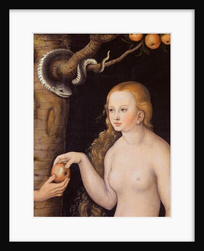 Eve offering the apple to Adam in the Garden of Eden and the serpent, c.1520-25 by Lucas the Elder Cranach