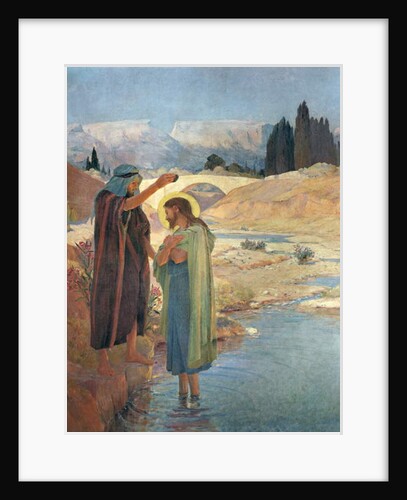 The Baptism of Christ in the waters of the Jordan, 1917 by Frederic Montenard