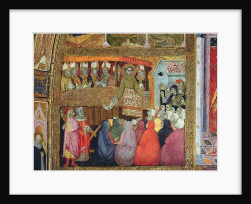 St. Francis Promulgates the Indulgence, accompanied by the Bishops of Umbria, fresco from the Porziuncola, 1393 by Ilario da Viterbo