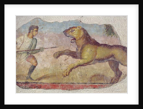A Gladiator Fighting a Lion by Roman