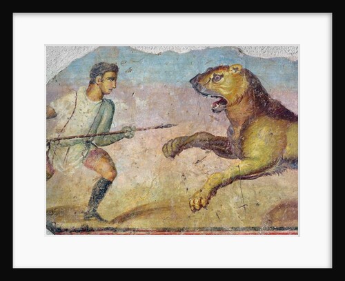 A Gladiator Fighting a Lion by Roman