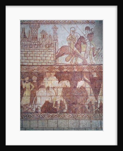 Departure of the Crusader Templar knights in 1163 from their Syrian castle of Krak des Chevaliers for the battle of Boquée by French School