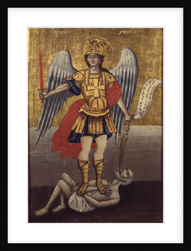 Archangel Michael: Greek icon from the Cyclades, dated 1817 with contemporary frame by Anonymous