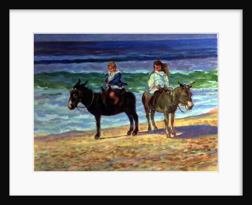 Two Children on Donkeys by Robert Tyndall