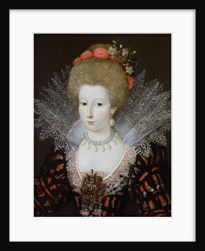 Portrait of a lady in a high lace collar and jewelled silk costume, early 17th century by Marguerite Bunel