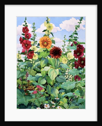 Hollyhocks and Sunflowers, 2003 by Christopher Ryland