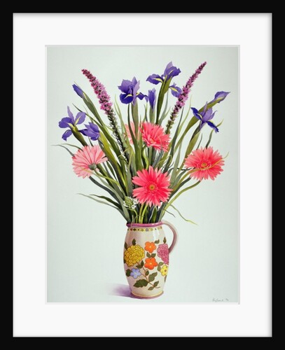 Irises and Gerbera in a Dutch Jug, 1990 by Christopher Ryland