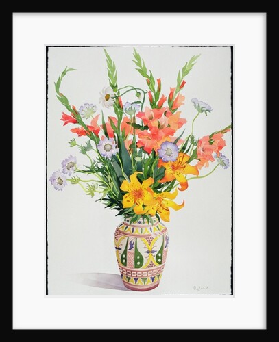 Orange and Blue Flowers in a Moroccan Vase by Christopher Ryland