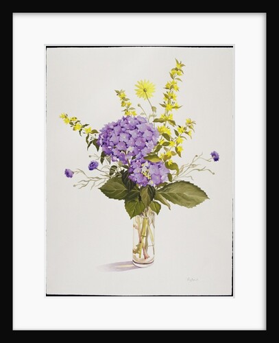Blue Hydrangea with Yellow Loosestrife by Christopher Ryland