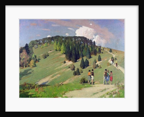 Hikers at Goodwood Downs, c.1930 by George F. Henry