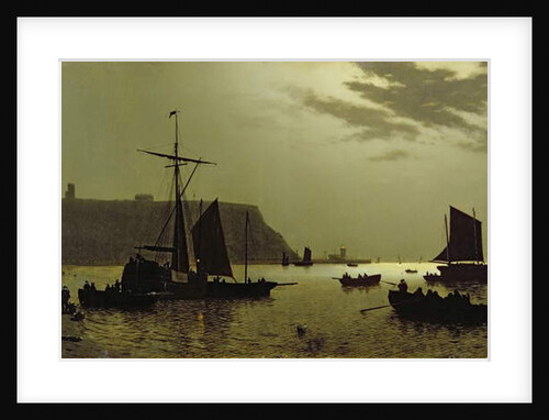 Scarborough Castle Hill and Harbour by Moonlight, 1876 by Henri Philippe Neumans