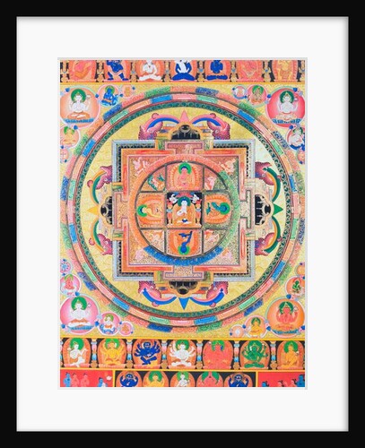 Panchabuddha Mandala, depicting five forms of Buddha symbolising five kinds of wisdom by School Nepalese