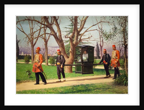 The daughter of the English ambassador riding in a palanquin, 1896 by Fausto Zonaro