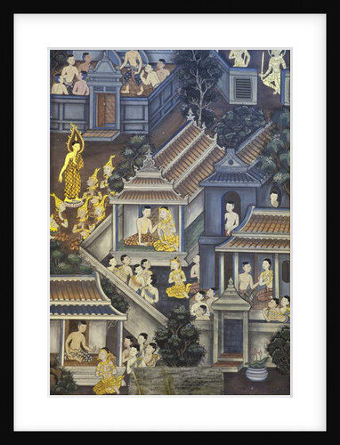 Mural with scenes of Thai culture, Wat Pho, Bangkok, Thailand by Anonymous