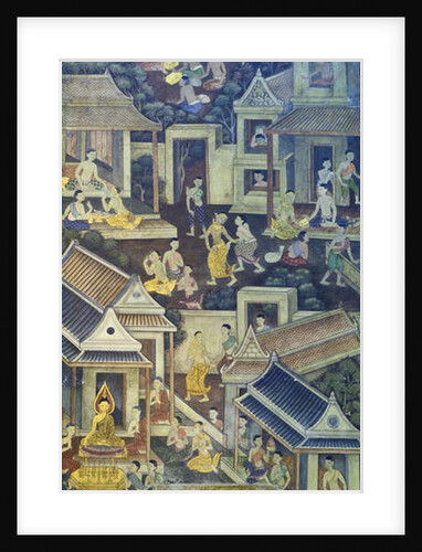 Mural with scenes of Thai culture, Wat Pho, Bangkok, Thailand by Anonymous