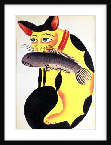 A cat with a fish in its mouth by Indian School