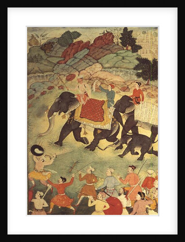 A party of elephant hunters, Mughal, c.1615, by Indian School