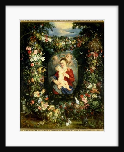 The Virgin and child in a garland of fruit and flowers, c.1614-18 by Jan & Rubens P.P. Brueghel