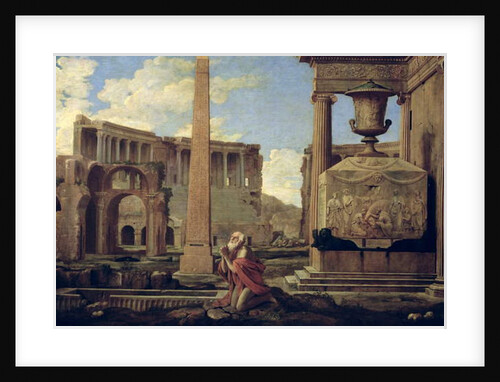 Hermit among the Ruins by Nicolas Poussin