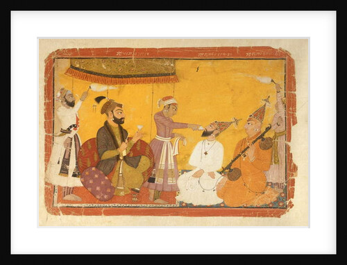 Gosain Narayan takes poison in the presence of Emperor Jahangir by Indian School