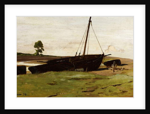 Stranded Boats, Porlock Weir, 1879 by Frederick George Cotman