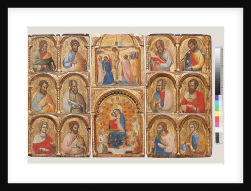 Madonna and Child with Angels, the Crucifixion, and Twelve Apostles or Saints, c.1360 by Lorenzo Veneziano